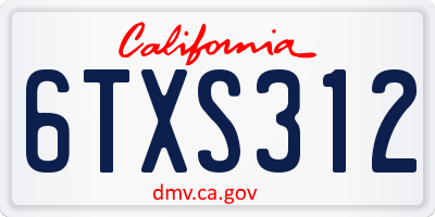 CA license plate 6TXS312