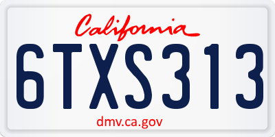 CA license plate 6TXS313