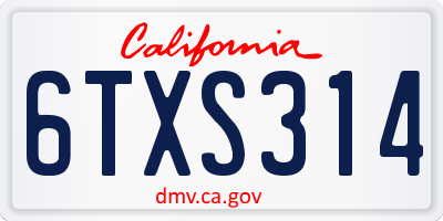 CA license plate 6TXS314
