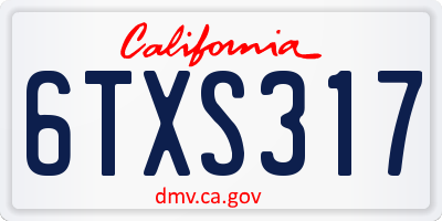 CA license plate 6TXS317