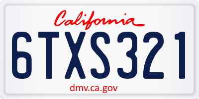 CA license plate 6TXS321
