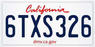 CA license plate 6TXS326