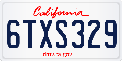 CA license plate 6TXS329