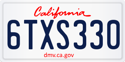 CA license plate 6TXS330
