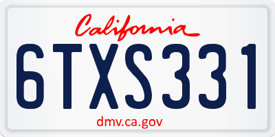 CA license plate 6TXS331