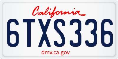 CA license plate 6TXS336