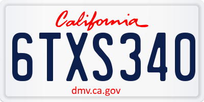 CA license plate 6TXS340
