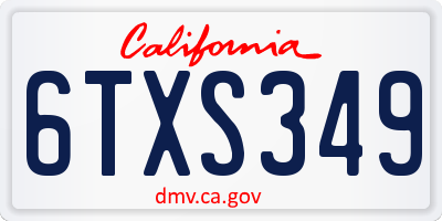 CA license plate 6TXS349