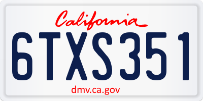 CA license plate 6TXS351