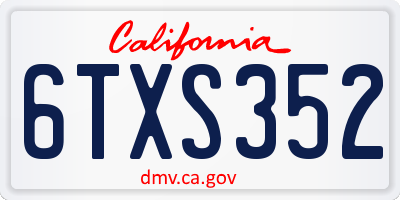 CA license plate 6TXS352