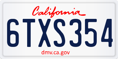 CA license plate 6TXS354