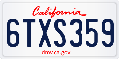 CA license plate 6TXS359