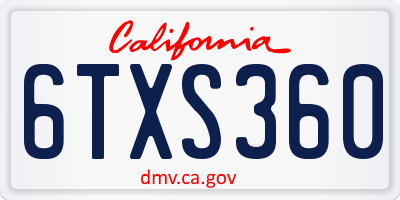 CA license plate 6TXS360