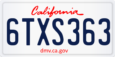 CA license plate 6TXS363