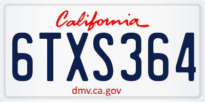 CA license plate 6TXS364