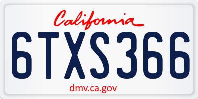 CA license plate 6TXS366