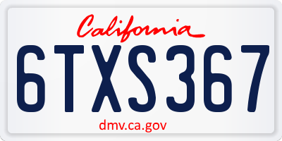 CA license plate 6TXS367