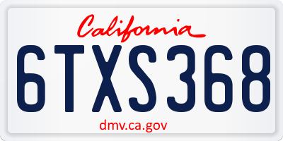 CA license plate 6TXS368