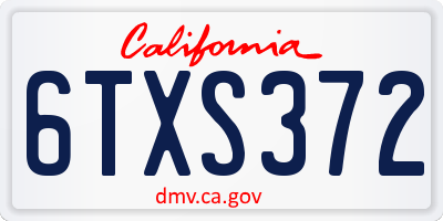 CA license plate 6TXS372