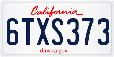 CA license plate 6TXS373