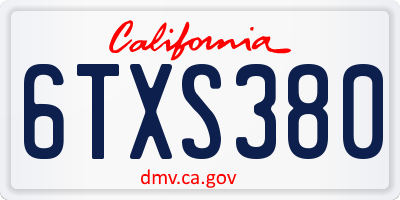 CA license plate 6TXS380