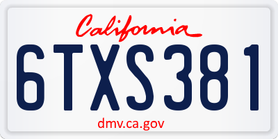 CA license plate 6TXS381