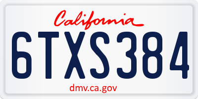 CA license plate 6TXS384