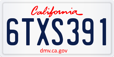 CA license plate 6TXS391