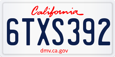 CA license plate 6TXS392