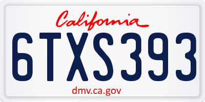 CA license plate 6TXS393