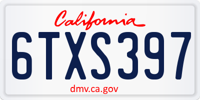 CA license plate 6TXS397