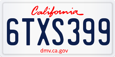 CA license plate 6TXS399