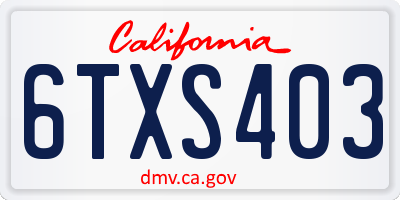 CA license plate 6TXS403