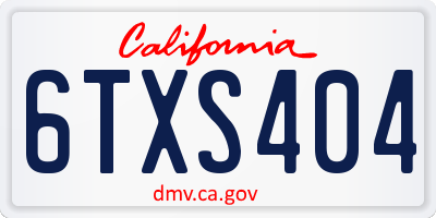 CA license plate 6TXS404