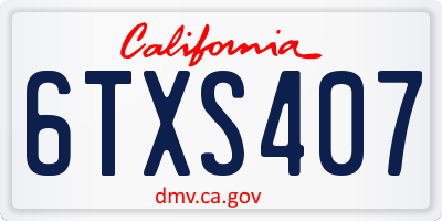 CA license plate 6TXS407