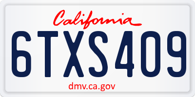 CA license plate 6TXS409