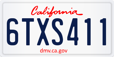 CA license plate 6TXS411