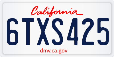 CA license plate 6TXS425