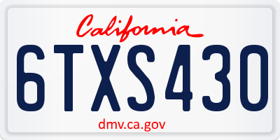 CA license plate 6TXS430