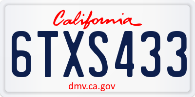CA license plate 6TXS433