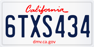 CA license plate 6TXS434