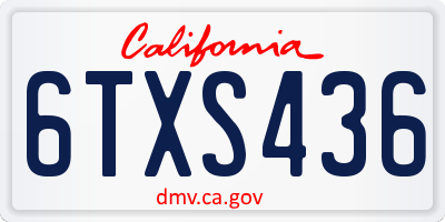 CA license plate 6TXS436