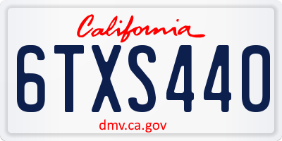 CA license plate 6TXS440