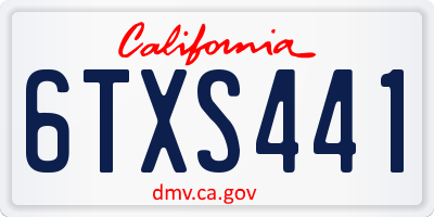 CA license plate 6TXS441