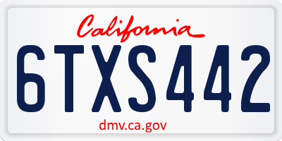 CA license plate 6TXS442