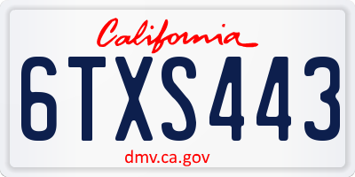 CA license plate 6TXS443