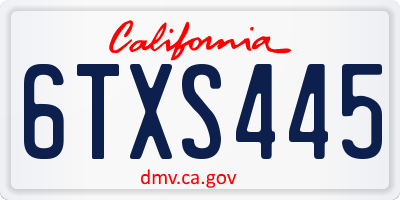 CA license plate 6TXS445
