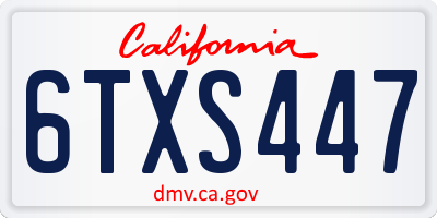 CA license plate 6TXS447