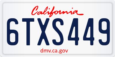 CA license plate 6TXS449