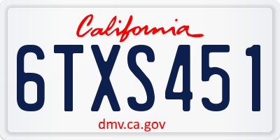CA license plate 6TXS451
